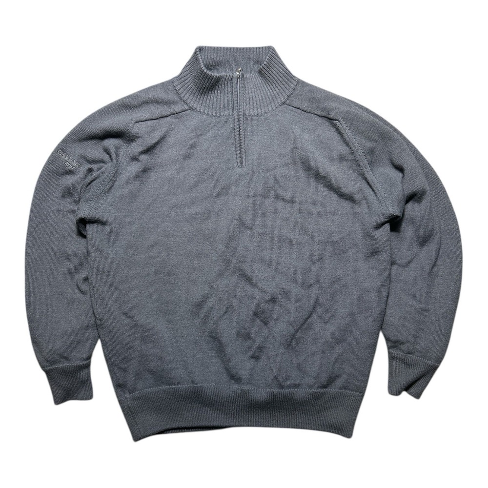 Glenmuir Wool Long Sleeve Pullover Sweater 1/4 Zip Lined Men's Medium‎ Gray